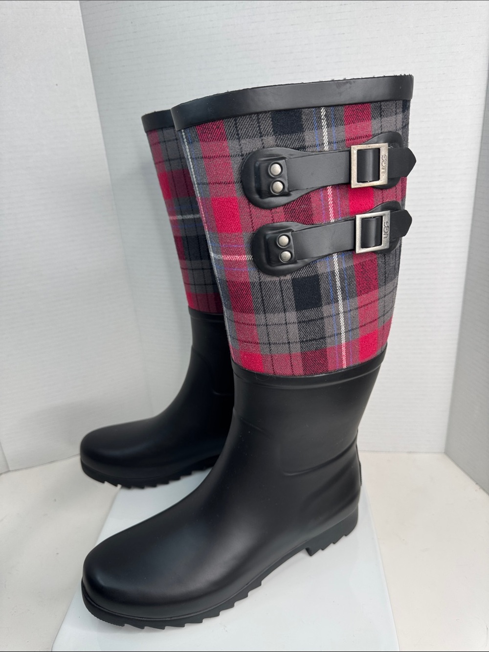UGG Australia Sabene Tall Rain Boots, Plaid Upper, Women's Size 9-NEW - Picture 4 of 9